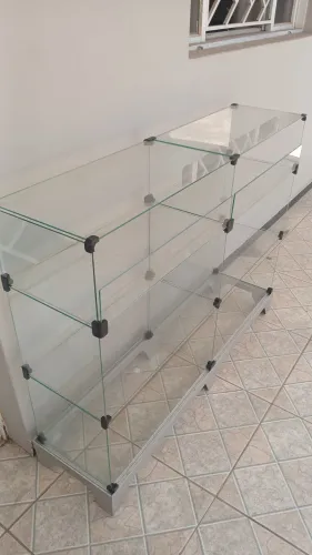 Balcão de vidro tipo expositor vitrine preço só  quarta 
