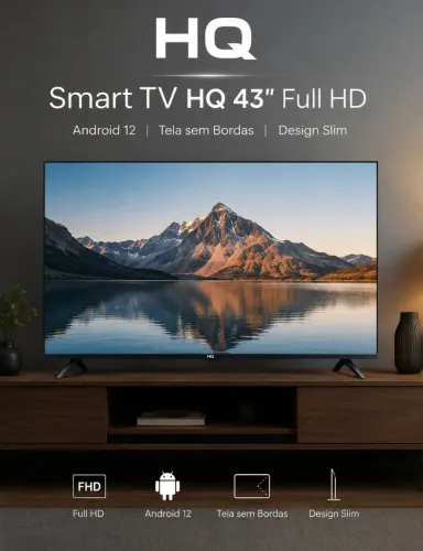 Smart TV 43" FULL HD tela sem bordas Android 11 design Slim