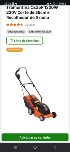 Cortador de Grama Tramontina 220v