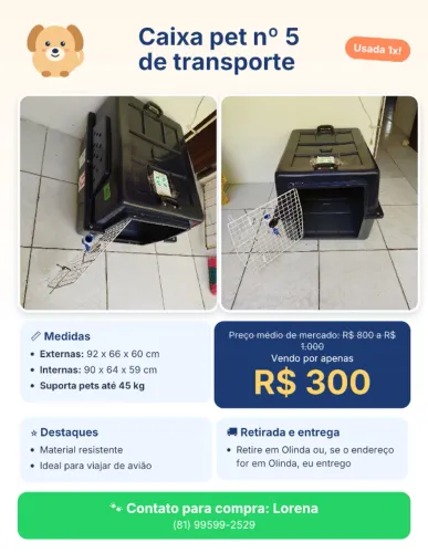 Caixa de transporte PET (nº 5)