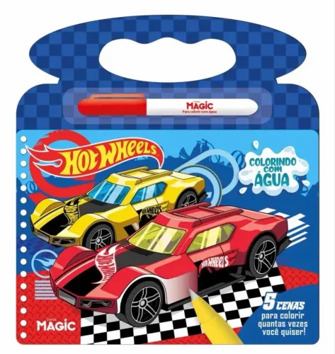 Livro Colorindo Com Água De Colorir Encantador Hot Wheels