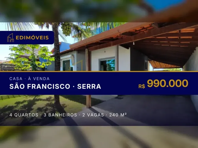 Casa com Churrasqueira e Jardim em São Francisco, a 4 Quadras da Praia!