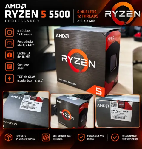 Processador AMD Ryzen 5 5500 AM4 com Cooler Original