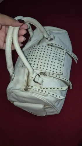 Bolsa branca de couro