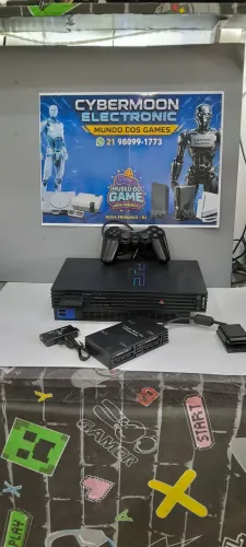 Playstation 2 fat mais controle e adaptador multi