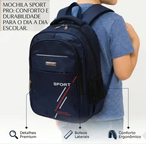 Mochila Escolar Preto Azul Infantil