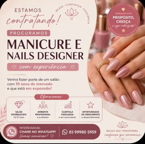 Vaga para manicure e/ ou nails designer