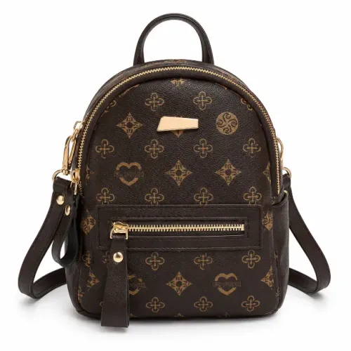 Mochila Feminina Compacta Elegante Com Zíper Dourado