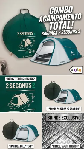 Barraca Quechua 2 Seconds (Monta Sozinha) 2 Pessoas + BRINDE: Isolante Térmico