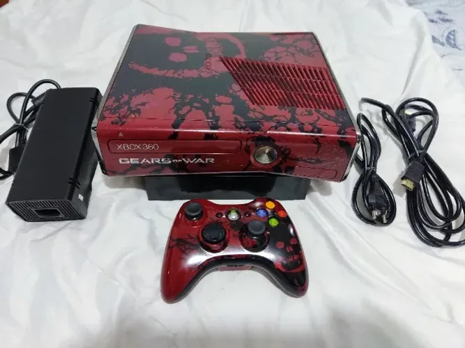 XBOX 360 EDIÇÃO ESPECIAL GEARS OF WAR 3 500GB, desbloqueio xploit rgh com 280 jogos.