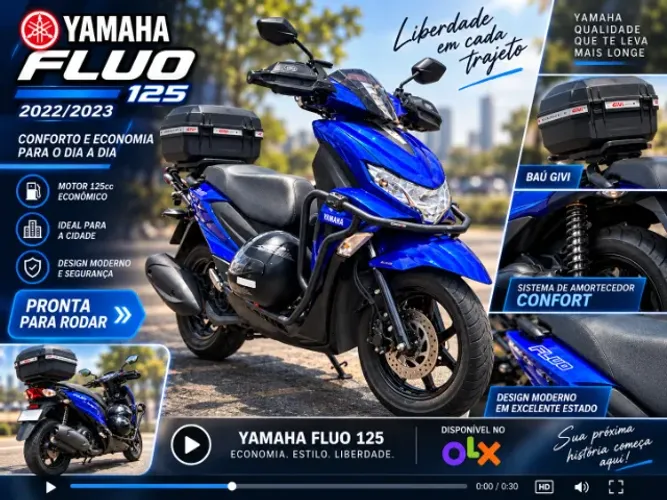 YAMAHA FLUO 125cc 2022/2023 AZUL IMPECÁVEL!!