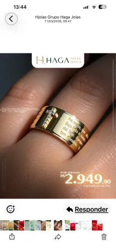 Anel ouro 18 k - gravado o pai nosso
