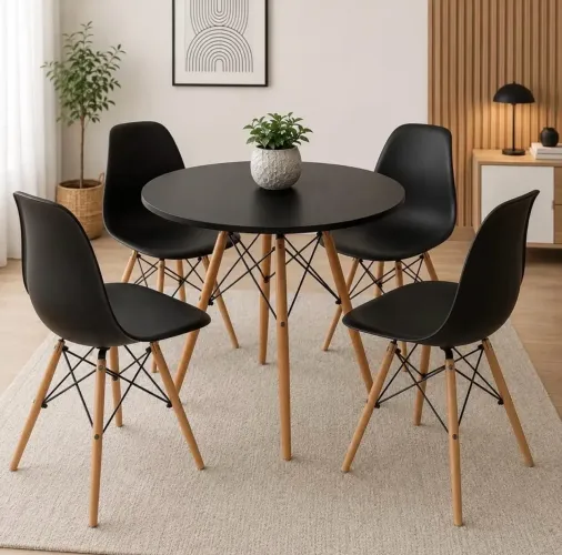 Mesa redonda conjunto com 4 cadeiras