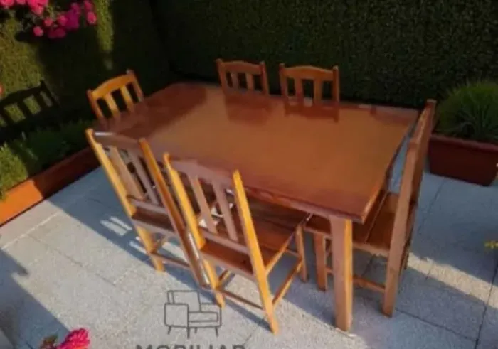 Mesa 6 cadeiras novas de madeira faço entrega 1400 entrega a combinar 