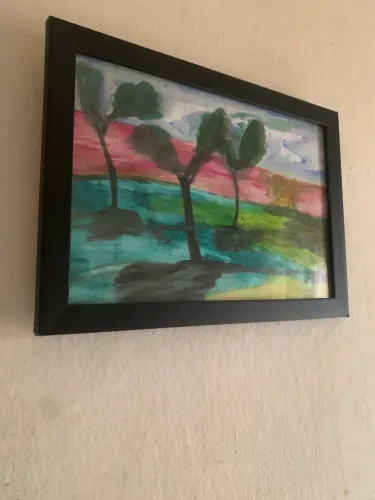Pintura guache papel A4 com moldura