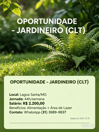 Vaga emprego Lagoa Santa