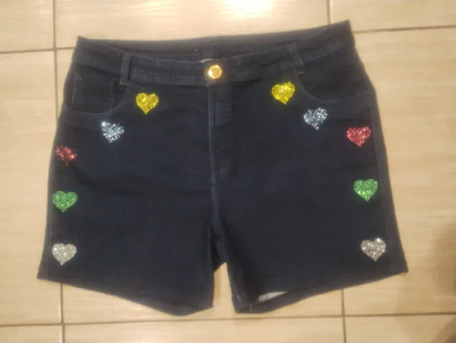 Short jeans GG de stress feminino azul marinho 