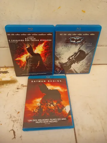 3 Blu-ray filmes Batman Begins Cavaleiro das Trevas e Ressurge duplo Trilogia Nolan