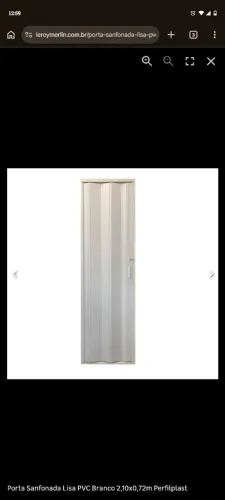 Porta Sanfonada Lisa PVC Branco 2,10x0,72m Perfilplast