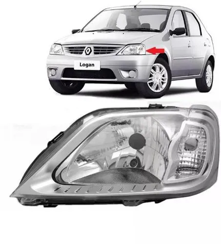 Farol Cromado Renault Logan 2007 2008 2009 2010 Esquerdo