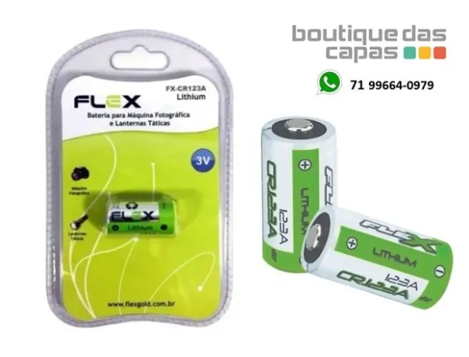 Pilha bateria de litio 3V cr123a fx-cr123a flex p/ Lanternas, Câmeras Fotográficas