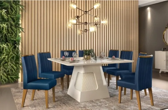 Mesa Dala + 08 Cadeiras Ipê Azul  ** nova na caixa**