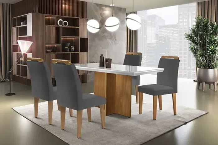 Mesa canto reto com 4 cadeiras 100% MDF!! tt8661m