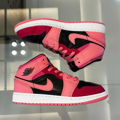 Tênis Nike Air Jordan 1 Mid Coral Chalk Rosa Original 