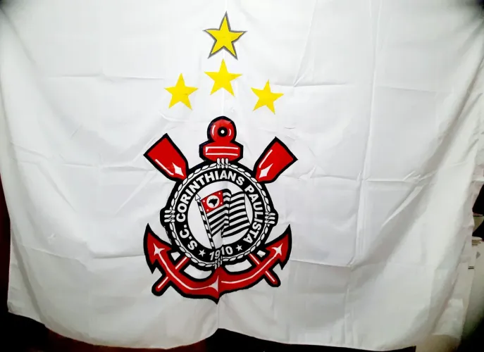 Bandeira Corinthians Futebol 260x170 Mitraud Protudo Oficial Branca 