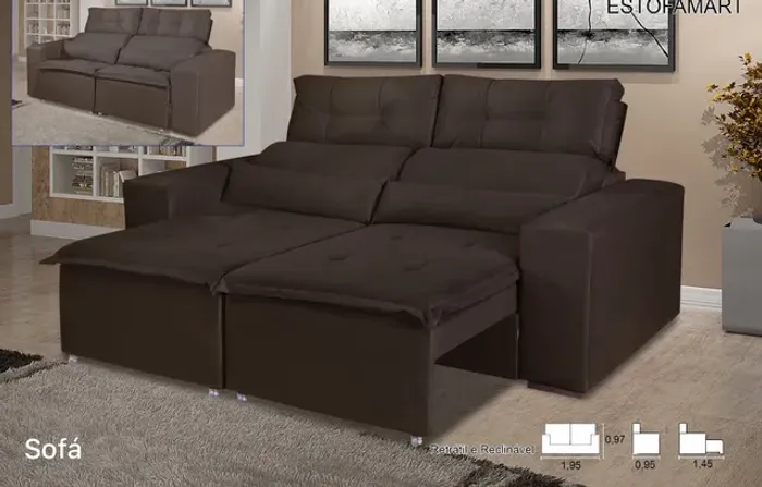 Sofá Retratil Reclinável CONFORTO E QUALIDADE t544