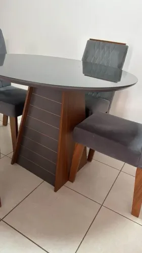Mesa de Jantar Redonda 4 Cadeiras Tampo de Vidro (Novo) Entrega Grátis! 