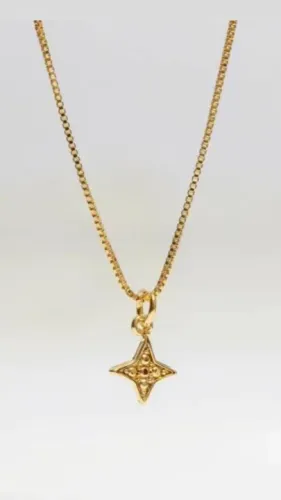 Colar de Prata com Estrela Dourada banhado a ouro18k 