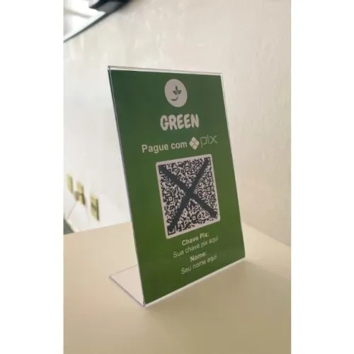 Placa de Pix Acrílico Pagamento QR Code Display Balcão Personalizado