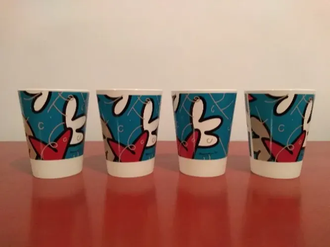 4 copos e agua romero britto coleção praia ilha de caras