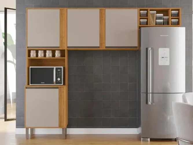 Cozinha Pérola 3 Peças Cinamomo/Off White Até 12x - Frete Grátis