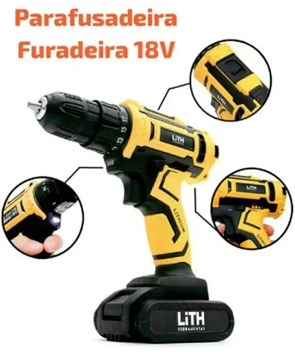 Parafusadeira Furadeira Profissional de 18V 3/8 Pol. a Bateria Li-Ion Carregador Bivolt