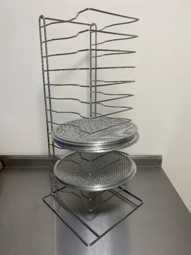 Suporte Organizador Pizza 25 35 42cm Rack 14 Telas Cor Cromado