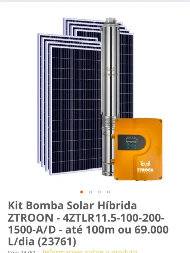 Kit bomba solar completo