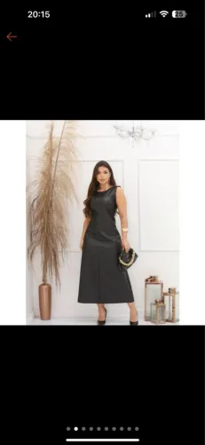 Vestido couro sintético g midi
