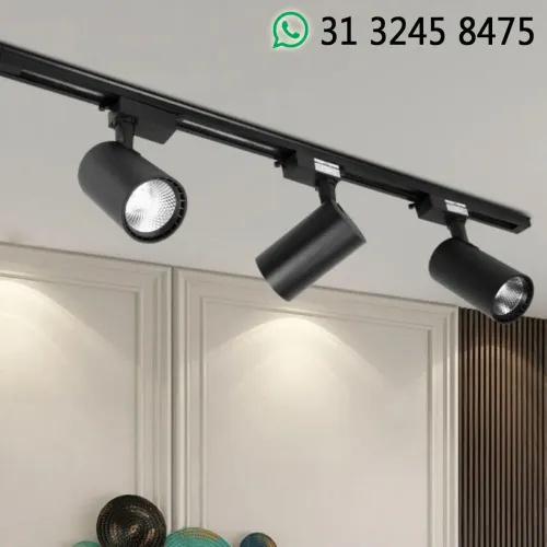 Kit Luminária Trilho 1 Metrô + 3 LED Spot Bivolt