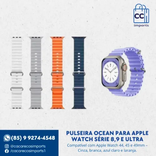 Pulseira Smartwatch Série 8 9 ultra Ocean Silicone 44mm 45mm 49mm