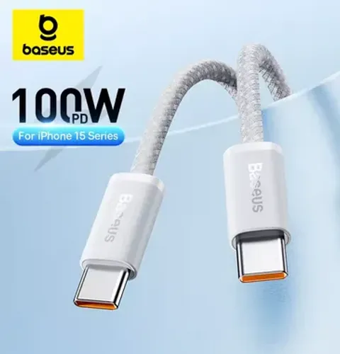 Cabo Baseus 100W em Nylon com 1M pra Iphone 17 16 15, Samsung...