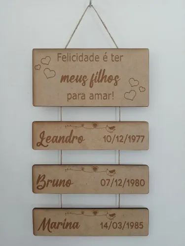 Placa decorativa personalizada presente mãe pai avó avô filhos netos
