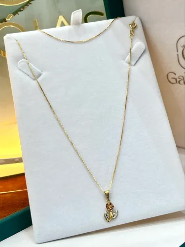 Cordão de ouro + pingente de flor 2.2g ( LOJA )