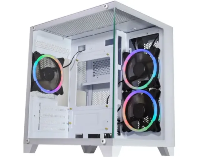 Gabinete Gamer K-Mex Aquario Micro CG-W830, Branco, Mid Tower, Lateral e Frente em Vidro