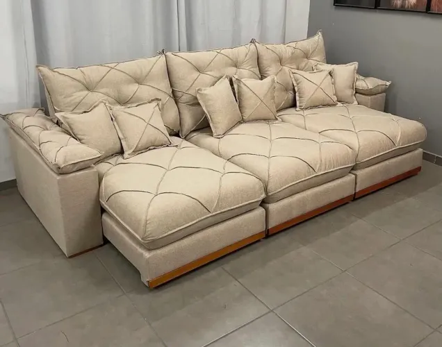 Sofá Retrátil Reclinável 320cm em Linho com Molas Ensacadas p665