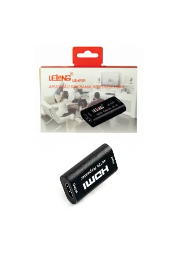 ADAPTADOR EMENDA HDMI REPETIDORA DE SINAL PARA ATE 100 METROS LELONG LE-4101