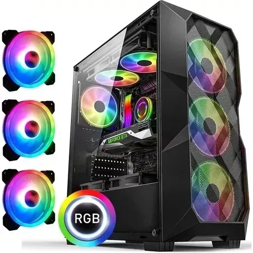 Gabinete gamer com 3 fans RGB lateral em vidro temperado Gb 1710