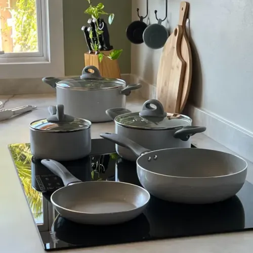 NOVO! Direto da Fábrica - Jogo de Panelas Antiaderentes 5 Peças Indução Ceramic Life Optim