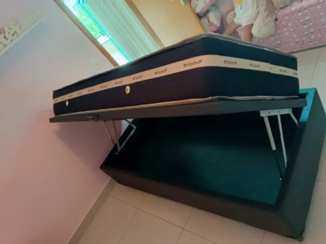 Cama baú solteiro com colchão molas ensacadas